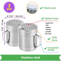 Stainless Steel Dredge Shakers with Medium Holes, 10 + 10 + 14 oz, Set of 3 — photo 2