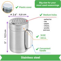 Stainless Steel Dredge Shakers with Medium Holes, 10 + 10 + 14 oz, Set of 3 — photo 3