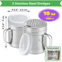 Stainless Steel Dredge Shakers with Handle, Medium Holes, 10 oz, Pack of 2 — photo 2