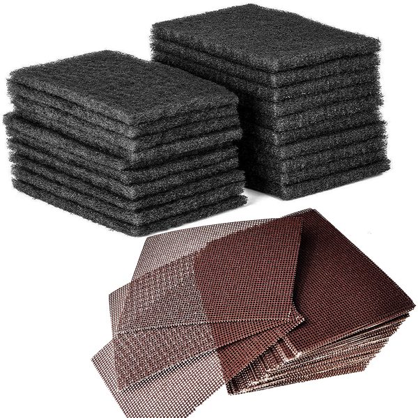 Nylon Griddle Cleaning Pads 6 × 4 in + Grill Screens 5.5 × 4 in, 20 + 40 pcs