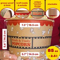 Kraft Paper Popcorn Buckets, 85 oz, Pack of 25 — photo 2