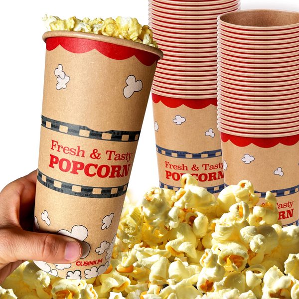 Kraft Paper Popcorn Buckets, 24 oz, Pack of 50