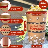 Kraft Paper Popcorn Buckets, 64 oz, Pack of 50 — photo 2