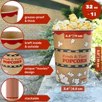 Kraft Paper Popcorn Buckets, 32 oz, Pack of 50 — photo 2