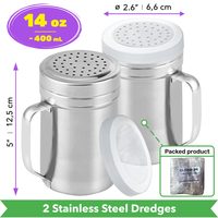 Stainless Steel Dredge Shakers with Handle, Medium Holes, 14 oz, Pack of 2 — photo 2