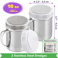 Stainless Steel Powdered Sugar Shakers with Fine Mesh, 10 oz, Pack of 2 — photo 2