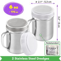 Stainless Steel Powdered Sugar Shakers with Fine Mesh, 6 oz, Pack of 2 — photo 2
