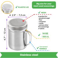 Stainless Steel Cinnamon Sugar Shakers with Fine Mesh, 10 + 10 + 14 oz, Set of 3 — photo 3