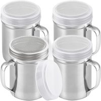 Stainless Steel Powdered Sugar Shakers with Fine Mesh and Plastic Cap, 14 oz, Pack of 4 — photo 1