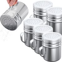 Stainless Steel Dredge Shakers with Handle, Medium Holes, 10 oz, Pack of 6 — photo 1