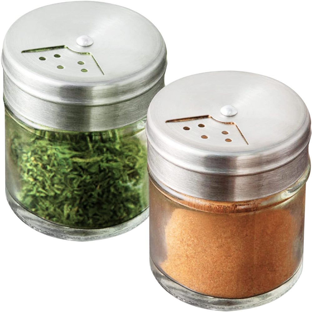 Glass Spice Shakers with Adjustable Lid, 1.5 oz, Pack of 2