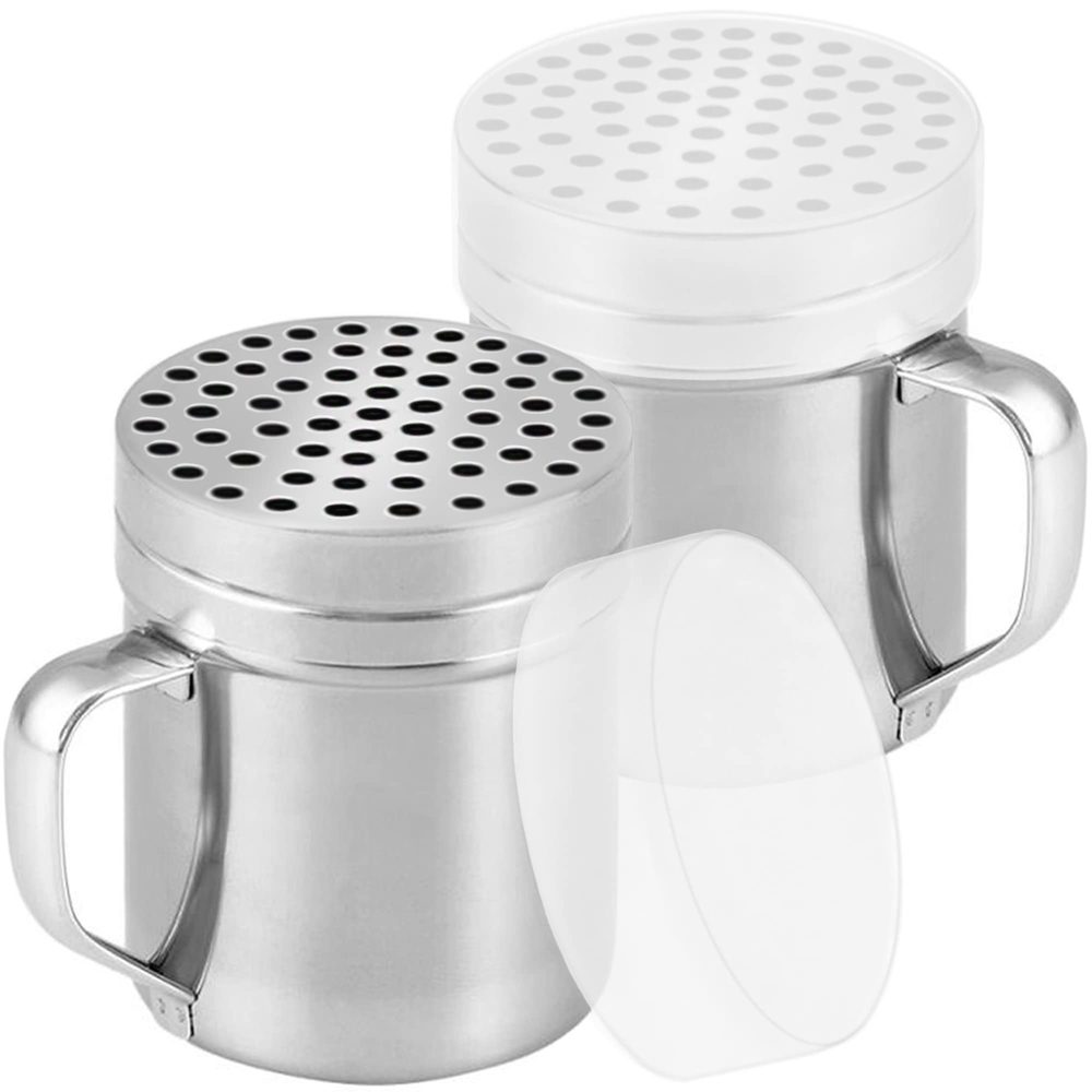 Stainless Steel Parmesan Cheese Shakers with Large Holes, 10 oz, Pack of 2