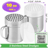 Stainless Steel Parmesan Cheese Shakers with Large Holes, 10 oz, Pack of 2 — photo 2