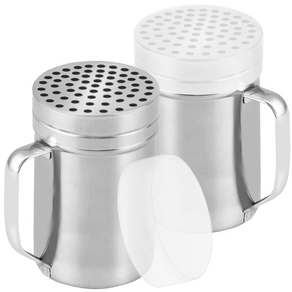 Stainless Steel Parmesan Cheese Shakers with Large Holes, 14 oz, Pack of 2