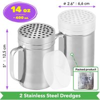 Stainless Steel Parmesan Cheese Shakers with Large Holes, 14 oz, Pack of 2 — photo 2