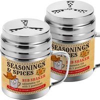 Stainless Steel BBQ Spice Shakers with Adjustable Fan-Style Lid, 10 oz, Pack of 2 — photo 1