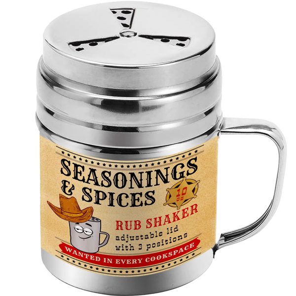 Stainless Steel BBQ Spice Shaker with Adjustable Fan-Style Lid, 10 oz, 1 pc