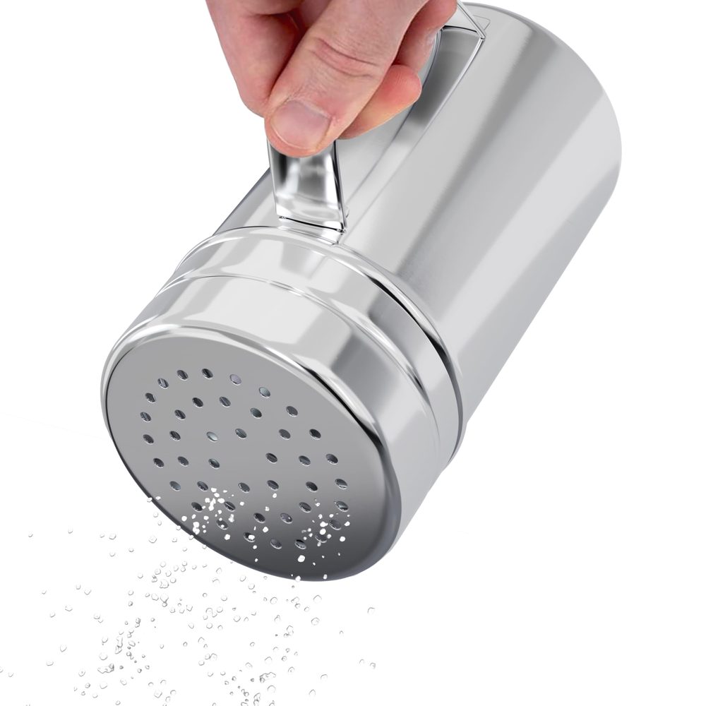 Stainless Steel Dredge Shaker with Handle, Medium Holes, 14 oz, 1 pc