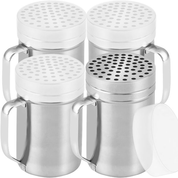 Stainless Steel Parmesan Cheese Shakers with Large Holes, 14 oz, Pack of 4