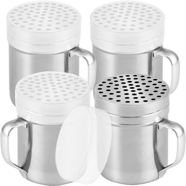 Stainless Steel Parmesan Cheese Shakers with Large Holes, 10 oz, Pack of 4