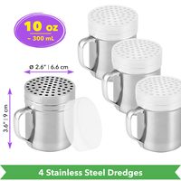 Stainless Steel Parmesan Cheese Shakers with Large Holes, 10 oz, Pack of 4 — photo 2