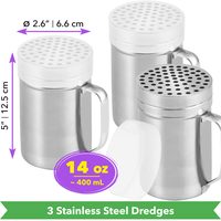 Stainless Steel Parmesan Cheese Shakers with Large Holes, 14 oz, Pack of 3 — photo 2