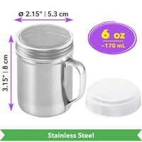 Stainless Steel Powdered Sugar Shaker with Fine Mesh, 6 oz, 1 pc — photo 2