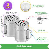 Stainless Steel Dredge Shakers with Large Holes, 10 + 10 + 14 oz, Set of 3 — photo 2