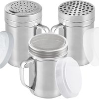 Stainless Steel Dredges with Handle: Fine Mesh + Medium Holes + Large Holes, 14 oz, Set of 3 — photo 1