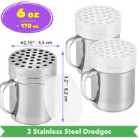Stainless Steel Parmesan Cheese Shakers with Large Holes, 6 oz, Pack of 3 — photo 2