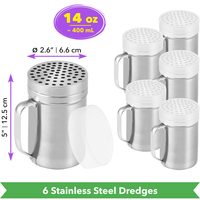 Stainless Steel Parmesan Cheese Shakers with Large Holes, 14 oz, Pack of 6 — photo 2