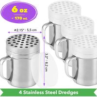 Stainless Steel Parmesan Cheese Shakers with Large Holes, 6 oz, Pack of 4 — photo 2