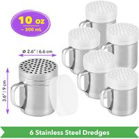 Stainless Steel Parmesan Cheese Shakers with Large Holes, 10 oz, Pack of 6 — photo 2