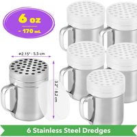 Stainless Steel Parmesan Cheese Shakers with Large Holes, 6 oz, Pack of 6 — photo 2