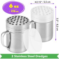 Stainless Steel Parmesan Cheese Shakers with Large Holes, 6 oz, Pack of 2 — photo 2
