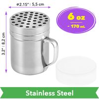 Stainless Steel Parmesan Cheese Shaker with Large Holes, 6 oz, 1 pc — photo 2