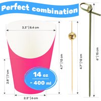 Hot Pink Paper Charcuterie Cups with Cocktail Picks, 14 oz, 50 + 200 pcs — photo 2