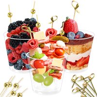 Clear Plastic Charcuterie Cups, Round, 5.7 oz + Cocktail Picks, 50 + 200 pcs — photo 1