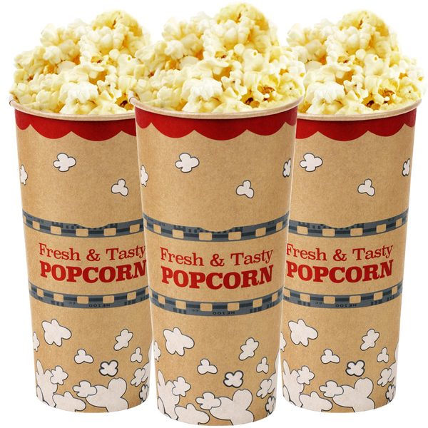 Cubos de papel kraft para palomitas, 24 oz, paquete de 25