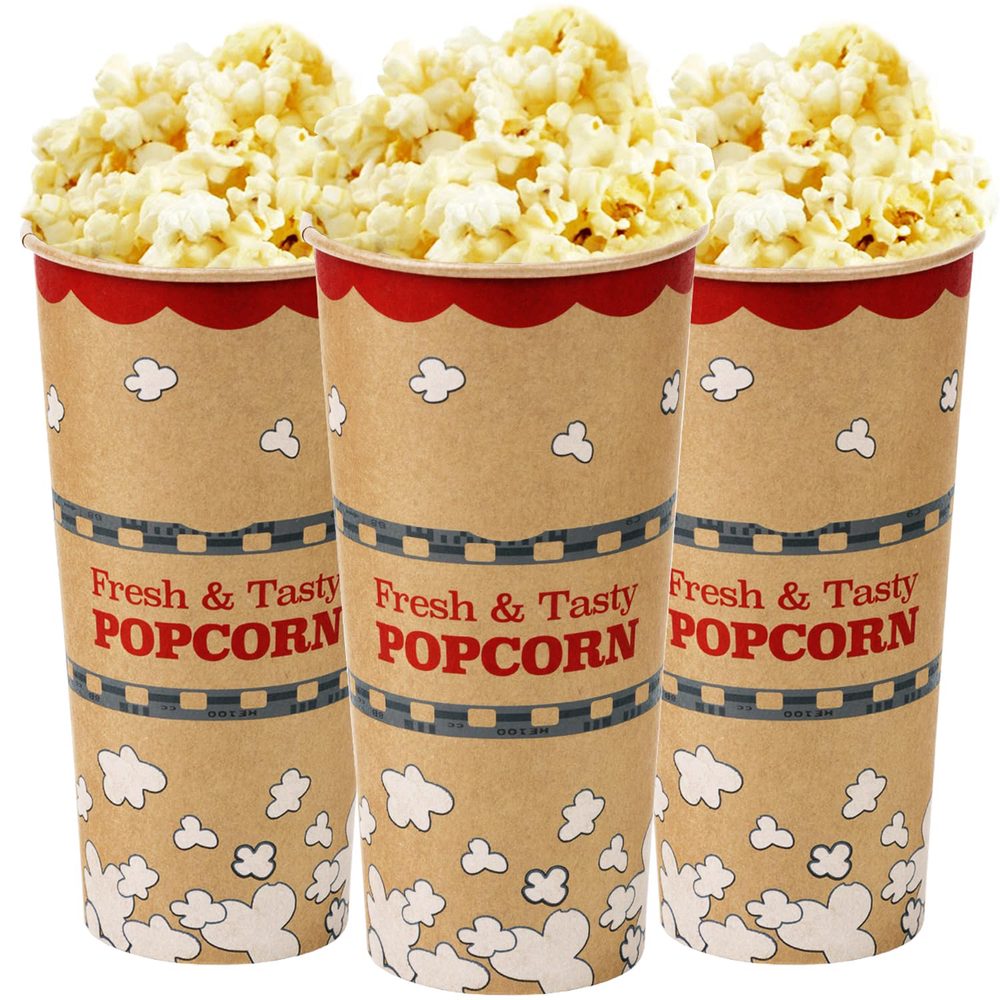 Kraft Paper Popcorn Buckets, 24 oz, Pack of 25