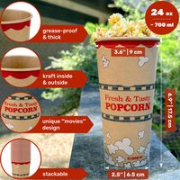 Kraft Paper Popcorn Buckets, 24 oz, Pack of 25 — photo 2