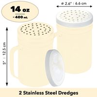 Beige Stainless Steel Dredge Shakers with Handle, Medium Holes, 14 oz, Pack of 2 — photo 2