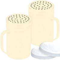 Beige Stainless Steel Dredge Shakers with Handle, Medium Holes, 14 oz, Pack of 2 — photo 1