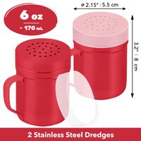 Red Stainless Steel Dredge Shakers with Handle, Medium Holes, 6 oz, Pack of 2 — photo 2