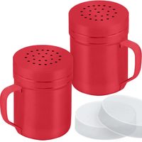 Red Stainless Steel Dredge Shakers with Handle, Medium Holes, 6 oz, Pack of 2 — photo 1