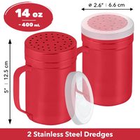 Red Stainless Steel Dredge Shakers with Handle, Medium Holes, 14 oz, Pack of 2 — photo 2