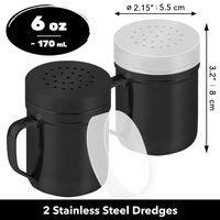 Black Stainless Steel Dredge Shakers with Handle, Medium Holes, 6 oz, Pack of 2 — photo 2