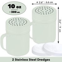 Sage Stainless Steel Dredge Shakers with Handle, Medium Holes, 10 oz, Pack of 2 — photo 2