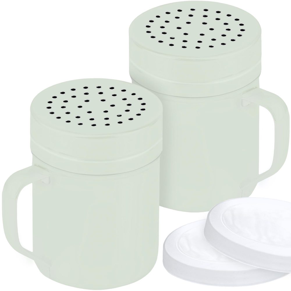 Sage Stainless Steel Dredge Shakers with Handle, Medium Holes, 10 oz, Pack of 2