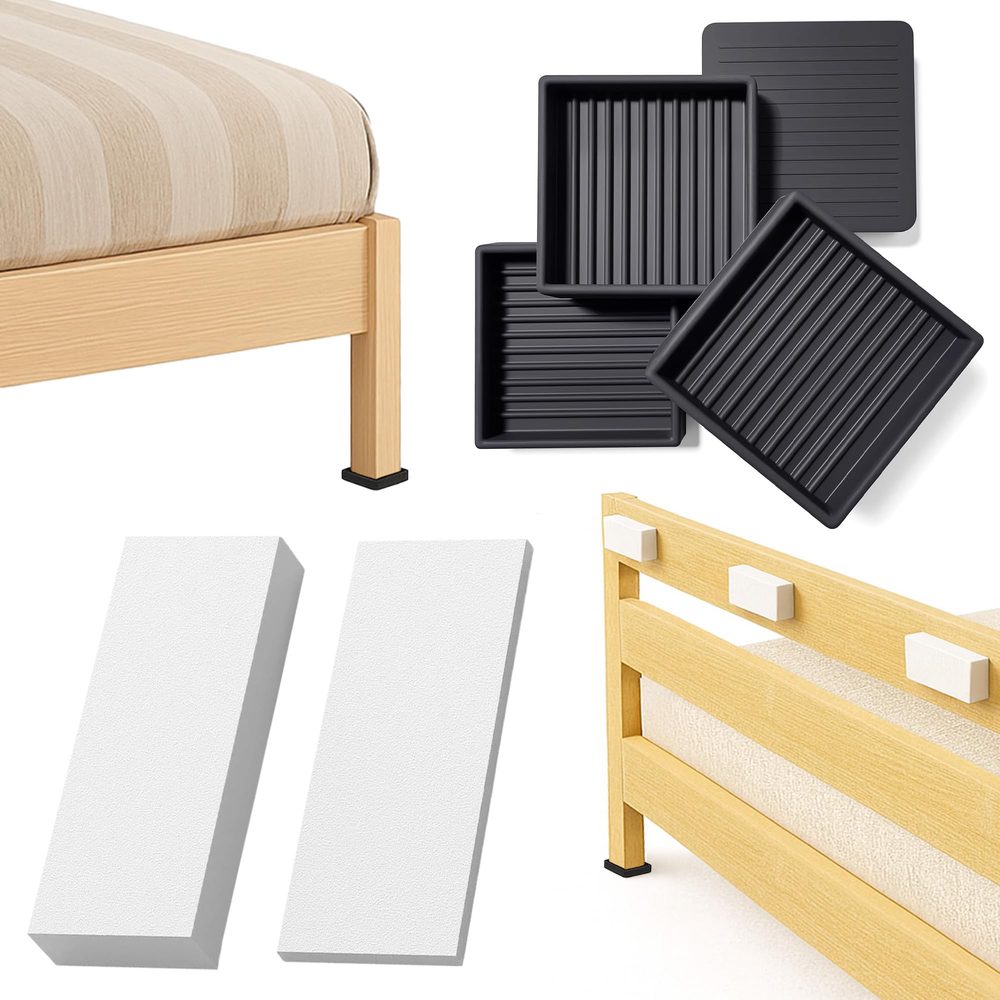 White EVA Foam Headboard Bumpers + Non-Slip Bed Feet Pads 2 in, 9 + 4 pcs